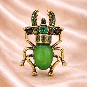 Vintage Green Beetle Brooch